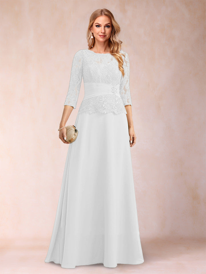 Sparkly A-Line/Princess Scoop Ruched Mother of the Bride Dresses with Appliques &amp; Rhinestone