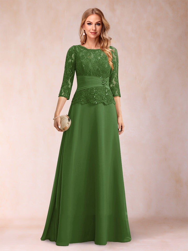 Sparkly A-Line/Princess Scoop Ruched Mother of the Bride Dresses with Appliques &amp; Rhinestone