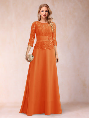 Sparkly A-Line/Princess Scoop Ruched Mother of the Bride Dresses with Appliques & Rhinestone