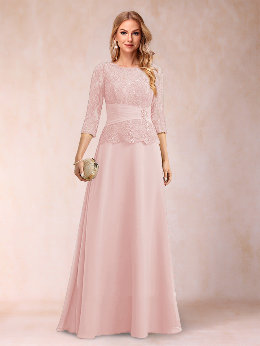 Sparkly A-Line/Princess Scoop Ruched Mother of the Bride Dresses with Appliques &amp; Rhinestone