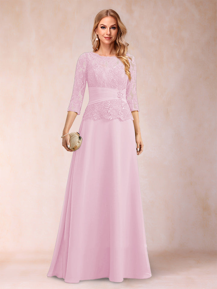 Sparkly A-Line/Princess Scoop Ruched Mother of the Bride Dresses with Appliques &amp; Rhinestone