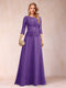 Sparkly A-Line/Princess Scoop Ruched Mother of the Bride Dresses with Appliques & Rhinestone