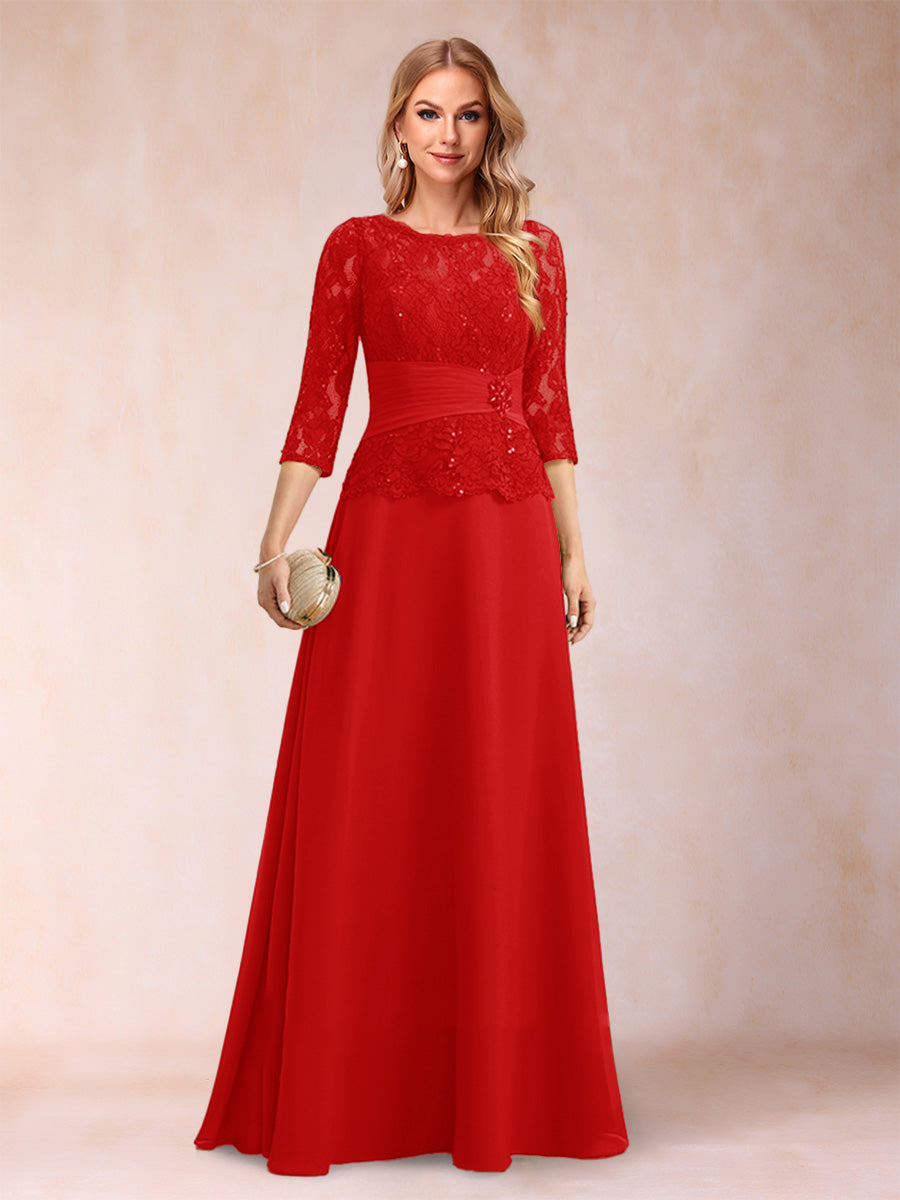 Sparkly A-Line/Princess Scoop Ruched Mother of the Bride Dresses with Appliques &amp; Rhinestone