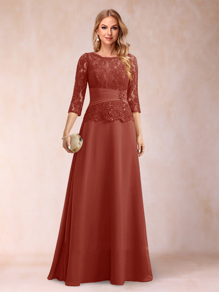 Sparkly A-Line/Princess Scoop Ruched Mother of the Bride Dresses with Appliques &amp; Rhinestone
