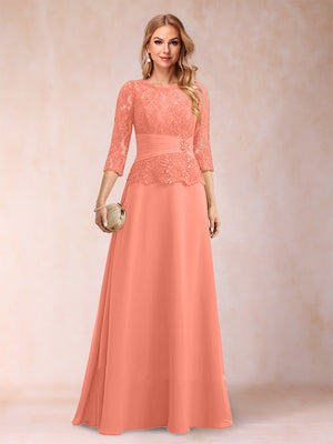 Sparkly A-Line/Princess Scoop Ruched Mother of the Bride Dresses with Appliques & Rhinestone