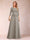 Sparkly A-Line/Princess Scoop Ruched Mother of the Bride Dresses with Appliques & Rhinestone