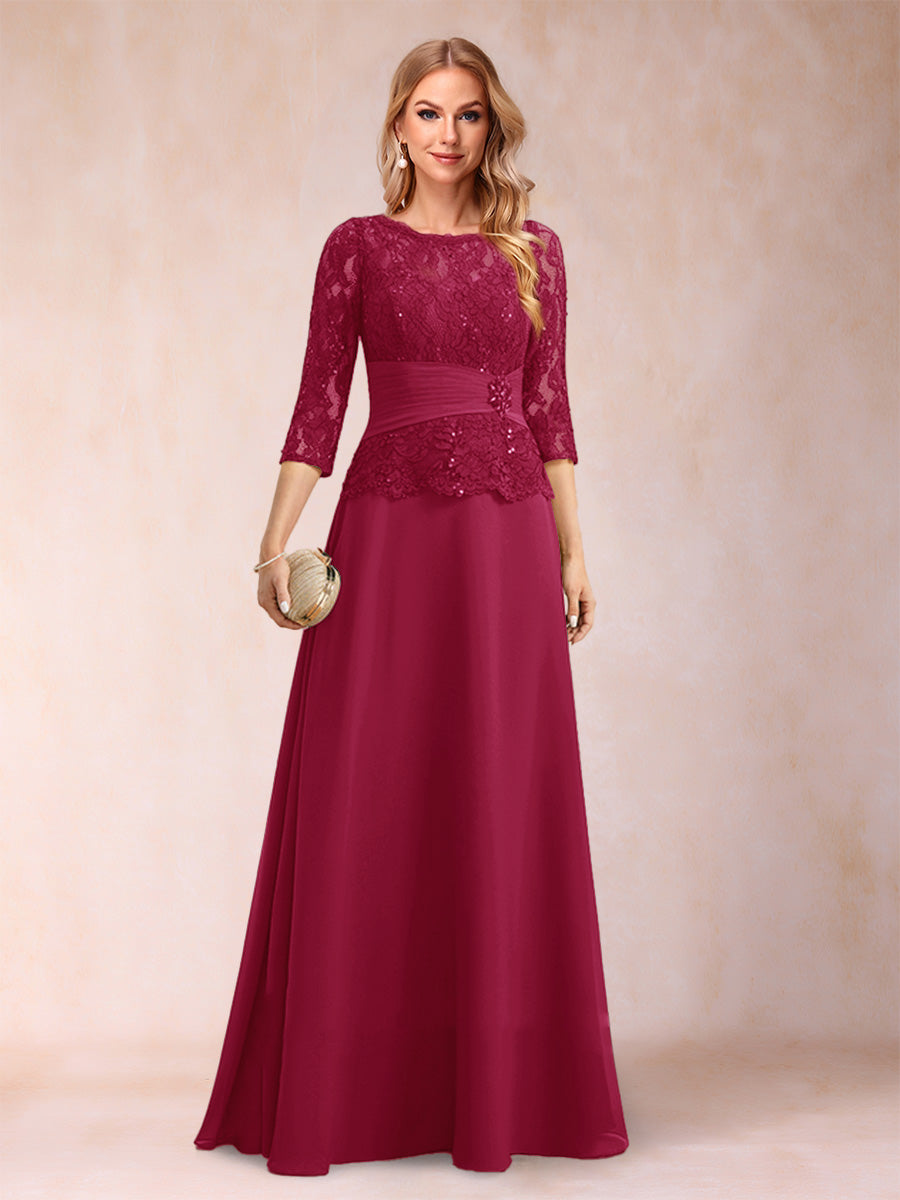 Sparkly A-Line/Princess Scoop Ruched Mother of the Bride Dresses with Appliques &amp; Rhinestone