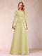 Sparkly A-Line/Princess Scoop Ruched Mother of the Bride Dresses with Appliques & Rhinestone