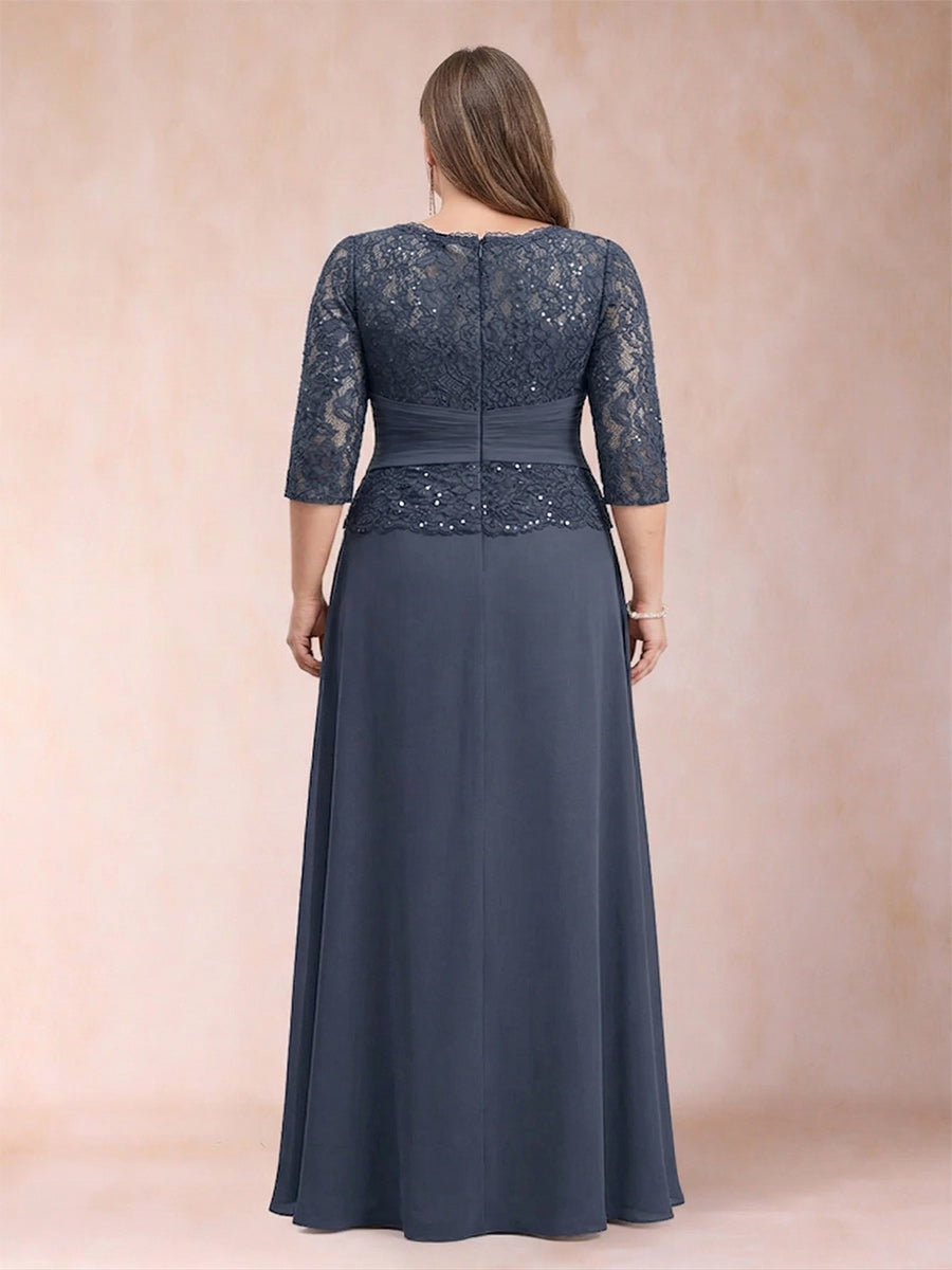 Sparkly A-Line/Princess Scoop Ruched Plus Size Mother of the Bride Dresses with Appliques &amp; Rhinestone