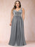 A-Line/Princess V-Neck Sleeveless Ruched Plus Size Evening Dresses with Delicate Rhinestone