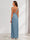 Sheath/Column V-Neck Ruched Ankle-Length Satin Evening Dresses