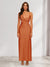 Sheath/Column V-Neck Ruched Ankle-Length Satin Evening Dresses