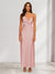 Sheath/Column V-Neck Ruched Ankle-Length Satin Evening Dresses