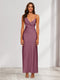 Sheath/Column V-Neck Ruched Ankle-Length Satin Evening Dresses