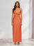 Sheath/Column V-Neck Ruched Ankle-Length Satin Evening Dresses