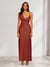 Sheath/Column V-Neck Ruched Ankle-Length Satin Evening Dresses
