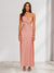 Sheath/Column V-Neck Ruched Ankle-Length Satin Evening Dresses