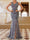 Shiny Trumpet/Mermaid V-Neck Sleeveless Ruched Evening Dresses with Split Side