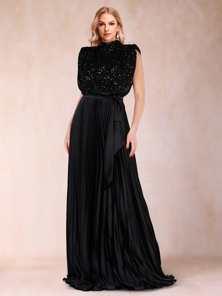 A-Line/Princess High Neck Sleeveless Mother of the Bride Dresses with Sequins &amp; Ruffles