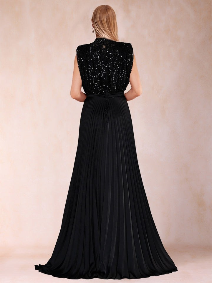 A-Line/Princess High Neck Sleeveless Mother of the Bride Dresses with Sequins &amp; Ruffles