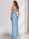 Sheath/Column Sweetheart Sleeveless Ruched Evening Dresses with Side Slit
