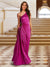 A-Line/Princess One-Shoulder Side Cutout Satin Pleated Evening Dresses