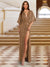 A-Line/Princess Plunging Neck Short Sleeves Sequin Evening Dresses with Split Side