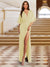 A-Line/Princess Plunging Neck Short Sleeves Sequin Evening Dresses with Split Side