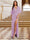 A-Line/Princess Plunging Neck Short Sleeves Sequin Evening Dresses with Split Side