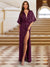 A-Line/Princess Plunging Neck Short Sleeves Sequin Evening Dresses with Split Side