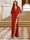 A-Line/Princess Plunging Neck Short Sleeves Sequin Evening Dresses with Split Side