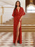 A-Line/Princess Plunging Neck Short Sleeves Sequin Evening Dresses with Split Side