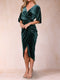 Tulip Crossover V-Neck Short Sleeves Ruched Mother of Bride Dresses