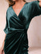 Tulip Crossover V-Neck Short Sleeves Ruched Mother of Bride Dresses