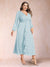 A-Line/Princess Crossover V-Neck Long Sleeves Ruffled Plus Size Evening Dresses