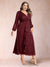 A-Line/Princess Crossover V-Neck Long Sleeves Ruffled Plus Size Evening Dresses