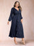 A-Line/Princess Crossover V-Neck Long Sleeves Ruffled Plus Size Evening Dresses