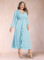 A-Line/Princess Crossover V-Neck Long Sleeves Ruffled Plus Size Evening Dresses