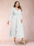 A-Line/Princess Crossover V-Neck Long Sleeves Ruffled Plus Size Evening Dresses