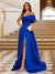 A-Line/Princess One-Shoulder Straps Ruched Evening Dresses with Split Side