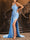 Trumpet/Mermaid One-Shoulder Spaghetti Strap Ruched Evening Dresses with Split Side