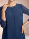 Chiffon Scoop Long Sleeves 2 Pieces Pantsuits with Rhinestone & Jacket