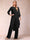 Chiffon Scoop Long Sleeves 2 Pieces Pantsuits with Rhinestone & Jacket