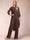 Chiffon Scoop Long Sleeves 2 Pieces Pantsuits with Rhinestone & Jacket