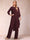 Chiffon Scoop Long Sleeves 2 Pieces Pantsuits with Rhinestone & Jacket