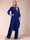 Chiffon Scoop Long Sleeves 2 Pieces Pantsuits with Rhinestone & Jacket
