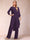 Chiffon Scoop Long Sleeves 2 Pieces Pantsuits with Rhinestone & Jacket
