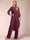 Chiffon Scoop Long Sleeves 2 Pieces Pantsuits with Rhinestone & Jacket