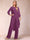 Chiffon Scoop Long Sleeves 2 Pieces Pantsuits with Rhinestone & Jacket