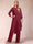 Chiffon Scoop Long Sleeves 2 Pieces Pantsuits with Rhinestone & Jacket